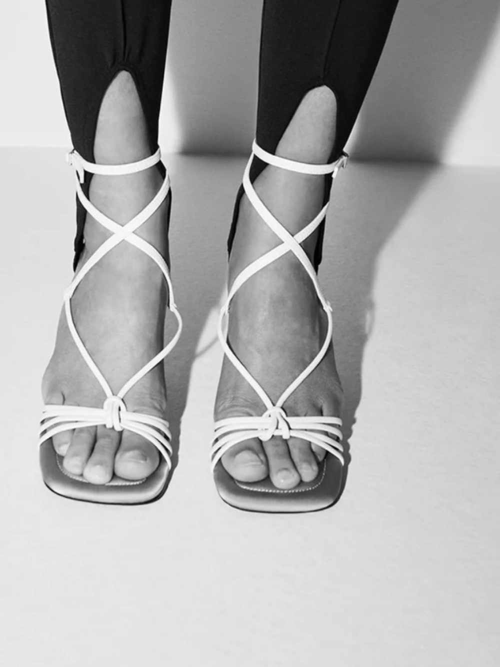 Zara Pale Yellow Strappy Square-Toe Heels - Picture 5 of 5